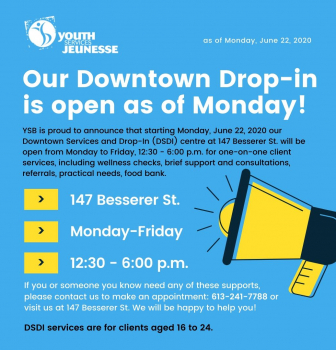 Our Downtown Drop-in is open as of Monday!